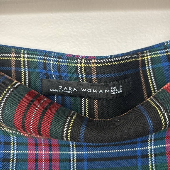 Zara Plaid Asymmetric Mini Skirt, Size S. - Picture 4 of 6